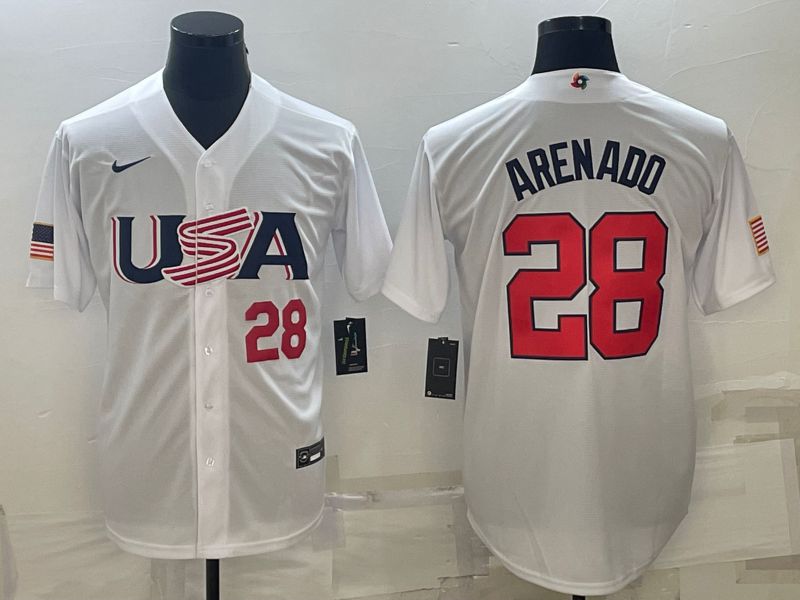 Men 2023 World Cub USA #28 Arenado White Nike MLB Jersey7->more jerseys->MLB Jersey